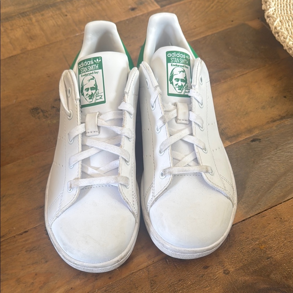 Adidas White and Green Stan Smith Sneakers